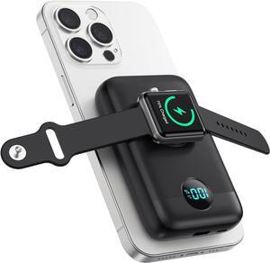 Magnetic Portable Charger 10800mAh,4-in-1 Wireless Power Bank with iWatch Charger, QC4.0+20W PD Fast Charging USB C Battery Pack with LCD Display for Magsafe,iPhone 15/14/13/12 Series,Apple Watch etc.