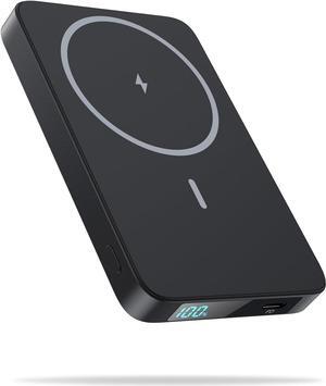 Magnetic Portable Charger Power Bank 5500mAh,Slim Wireless Portable Charger with LCD Display,PD Fast Charging USB-C Battery Pack Compatible with Magsafe, iPhone 15/15 Pro/15 Pro Max/14/13 /12 Series
