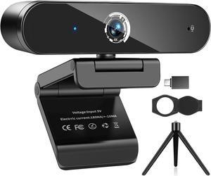 4K Webcam with Microphone, 4K Autofocus Web Camera with Privacy Cover and Tripod,Plug and Play,USB Webcam for Laptop PC,Pro Streaming/Video Recording/Calling Conferencing/Online Classes