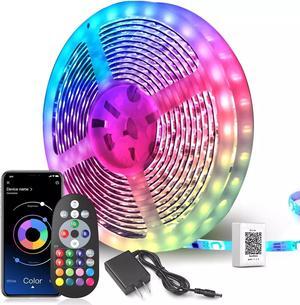 100 Ft LED Lights for Bedroom Music Sync Color Changing RGB LED Strip Rope Light General Remote, 5050 RGB LED Light Strips(App+Remote+Mic)