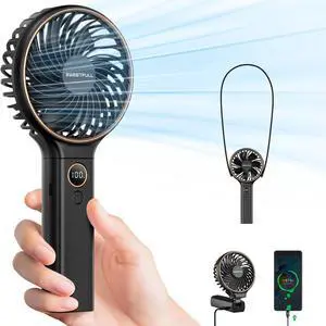 SWEETFULL Handheld Fan, Portable Fan, 5000mAh Rechargeable Battery, 6 Speed Wind, LED Display, Personal Mini Travel Fan with Backup Power, Hand Held Fan USB Foldable Electric Fan for Women Girl
