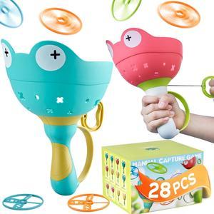 2 Pack Fly Catcher Toys with 28 Flying Discs Outdoor Toys for Kids Ages 48 Outside Toys for Boys Girls 48 Flying Disc Toy Toddler Outdoor Games for Kids Ideal Gift for Kids Aged 3 4 5 7 8 Year