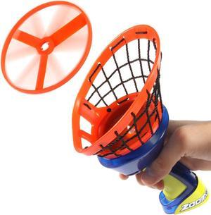 Flying Disc Launcher w/Catch Net | Catch and Shoot Plastic Discs Up to 100 Feet in Air | Fun Outdoor Toy for Boys and Girls