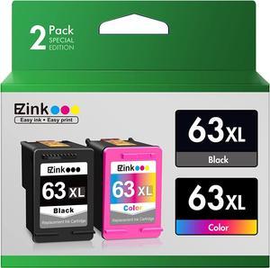 EZink TM Remanufactured Ink Cartridge Replacement for HP 63XL 63 XL to use with Officejet 3830 5255 4650 3833 Envy 4520 Deskjet 1112 3637 3630 3634 Printer 1 Black 1 TriColor