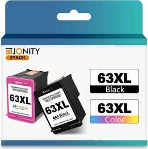 Jonity Remanufactured 63XL Ink Cartridge Replacement for HP 63 HP63 XL Combo Pack Work with Envy 4520 3634 OfficeJet 3830 5252 4650 5258 5255 DeskJet 3636 3630 1112 3637 Printer 1 Black 1 Color