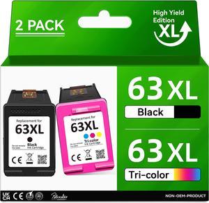 High Yield for HP 63 Ink Cartridges for HP Ink 63 for HP 6363XL Ink Cartridge Black and Colour HP63 Remanufactured for HP Envy 4520 4522 OfficeJet 3830 4650 5255 3833 DeskJet 3630 3632 Printer