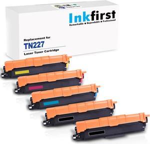 5 Inkfirst Toner Cartridges TN-227 TN227 TN-223 TN223 [WITH CHIP] Compatible Remanufactured for Brother TN227 High Yield Black Cyan Magenta Yellow (1 Set + 1 Black) MFC-L3710CW MFC-L3750CDW MFC-L3770C