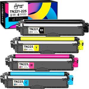 Smart Ink Compatible Toner Cartridge Replacement for Brother TN 221 TN225 TN221 TN 225 (Black, C/M/Y 4 Combo Pack) to use with MFC-9130CW HL-3140CW HL-3170CDW HL-3180CDW MFC-9330CDW MFC-9340CDW