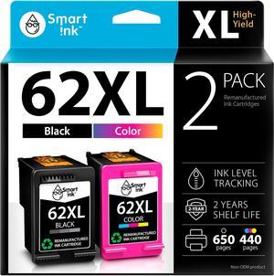 Smart Ink Remanufactured Ink Cartridge Replacement for HP 62XL 62 XL (Black & Color 2 Combo Pack) to use with Envy 5540 5542 5544 5545 5547 5548 5549 5640 5644 5660 5661 5663 5665 7640 7643 7644 7645