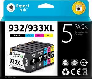 Smart Ink Compatible Ink Cartridge Replacement for HP 932 XL 933 XL 932XL 933XL High Yield 5 Pack Combo (2 Black & C/M/Y) Ink Cartridges High Capacity for HP Officejet 6600 6100 6700 7110 7510 7610