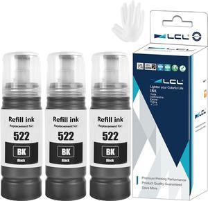 LCL Compatible for 522 T522 T522120 (3-Pack Black) Ink Bottle for EcoTank ET-2803 ET-4800 ET-2720 ET-2840 ET-2400 ET-2800 ET-4810 ET-4700