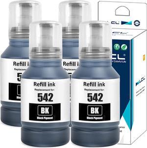 LCL Compatible for 542 T542 T542120-S (4-Pack, Black Pigment 127ML) Ink Bottle for ET-5180 ET-5150 ET-5170 ET-5850 ET-5800 ET-5880 ET-16600 ET-16650 C8090 Printer