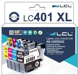 LCL Compatible Ink Cartridge A3 Version for Brother LC401 LC401XL LC401BK LC401XLBK LC401XLC LC401XLM LC401XLY (4-Pack,Black Cyan Magenta Yellow) for Brother MFC-J1012DW MFC-J1170DW