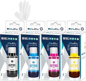 LCL Compatible for GT51 GT52 (4-Pack Black, Cyan, Magenta, Yellow) Ink Bottle for GT5810 5820 5811 5821 5822 118 310 311 318 319 410 411 418 Ink Tank 315 415 416