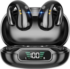 Wireless Bluetooth Earbuds Clip-On Open Headphones 2023 Newly, 80H Playtime Bluetooth 5.3 Ear Buds with LED Display Charging Case, IPX7 Waterproof for Sport/Running/Work