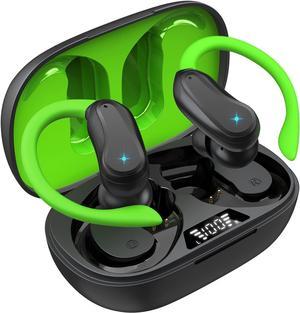 Wireless Bluetooth Earbuds,10Hrs Single Playtime IPX7 Waterproof in-Ear Headphones with Earhooks,Sweat Resistant Ear Buds with Microphone Hi-Fi Stereo for Sports/Running/Workout/Gym(Green)