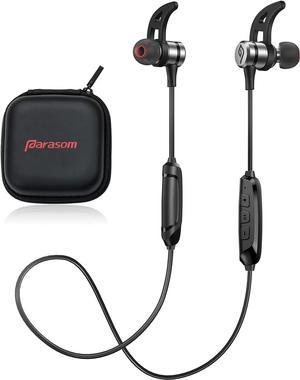 Parasom Bluetooth Headphones, A1 Magnetic, V5.0 Wireless Stereo Bluetooth Earphones Sport Headset in-Ear Noise Isolation Headphone Earbuds for Gym Running -Sweatproof, Microphone (Black/red)