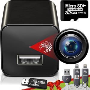 Spy Camera Charger & 32GB Micro SD Card | Hidden Camera | Mini Spy Camera 1080p | USB Charger Camera | Hidden Spy Camera | Hidden Nanny Cam | Hidden Spy Cam | Hidden Cam | Surveillance Camera Full HD