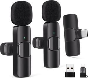 Gicorino Wireless Lavalier Microphone for Android Phone & Computer/Laptop, Wireless Mic Plug-Play 2.4G with Noise Reduction Chip, Mini Microphone for Recording Podcast