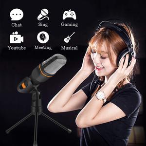 IUKUS PC Microphone with Mic Stand, Professional 3.5mm Jack Recording Condenser Microphone Compatible with PC, Laptop, iP@d, iPh0ne, M@c-Recorder Singing YouTube Skype Gaming (3.5mm PC Microphone)