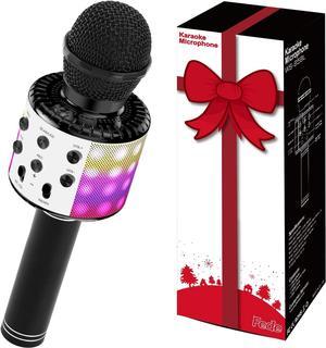 Fede Karaoke Microphone for Kids Singing Wireless Bluetooth Microphone with LED Light Portable Karaoke Machine Toys Gifts Ideas for Girls and Boys