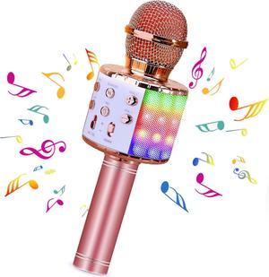 BlueFire 4 in 1 Handheld Karaoke Microphone, Portable Karaoke System with Speaker, Karaoke Machine Home KTV Player with Record Function for Android & iOS Devices (Rose Gold)