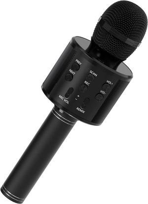 Karaoke Microphone,Karaoke Machine Microphone Handheld Microphone,Portable Speaker Karaoke Machine Home KTV Player, for Android & iOS Devices, for Girls Kids and Adults (Black)