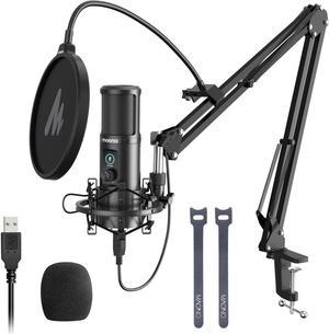 USB Microphone with One-Touch Mute and Gain Knob MAONO AU-PM421 Professional Condenser Cardioid Computer PC Mic for Podcasting, Recording, Live Streaming, Gaming, YouTube