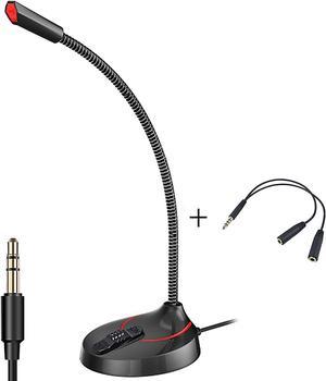 3.5mm Jack Desktop Microphone for Computers, Laptops, and Desktops - Omnidirectional Plug & Play PC Mic for Gaming, Meetings, and Live Streaming