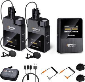 Comica BoomX-D2 - Wireless Microphone System for Cameras, Camcorders, Smartphones, Laptops, Compact Wireless Lavalier Lapel Microphone with Dual-Channel Recording, Noise Reduction, Low Latency