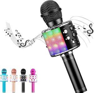 Hoiicco Wireless Karaoke Microphone for Kids, Bluetooth Karaoke Microphone Portable Handheld Singing Karaoke Mic Speaker, Voice Changer Toy Microphone, Great Gifts for Adults Kids Girls Boys- Black