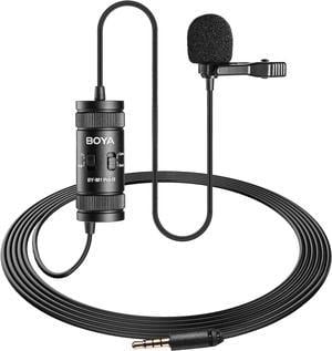 BOYA Lavalier Lapel Microphone - No Battery, by-M1 Pro ll Omnidirectional Condenser Mic for iPhone Camera Android PC Windows - for YouTube, Interview, Video Recording 19.6ft