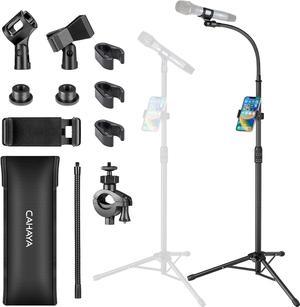 CAHAYA 2 in 1 Microphone Stand Foldable Tripod Gooseneck Mic Stands with 2 Mic Clip Holders for Performance Singing Speech Wedding Stage and Outdoor (CY0312)