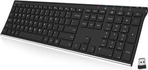 Arteck 2.4G Wireless Keyboard Stainless Steel Ultra Slim Full Size Keyboard with Numeric Keypad for Computer/Desktop/ PC/Laptop/ Surface/Smart TV and Windows 10/8/ 7 Built in Rechargeable Battery