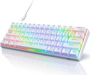 RK ROYAL KLUDGE RK61 Wired QMK/VIA Programmable 60% Mechanical Gaming Keyboard RGB Backlit Ultra-Compact Hot Swappable Brown Switch White