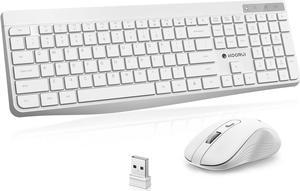 KOORUI Wireless Keyboard and Mouse Combos, 2.4G USB Silent Keystrokes Full Size Keyboard 3DPI Mouse for Windows MacOS Linux, 12 Multimedia and Shortcut Keys for Desktop Computer/Laptop/PC(white)