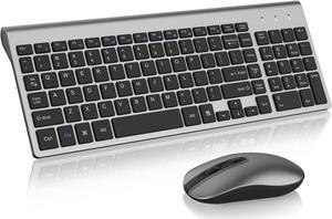 cimetech Wireless Keyboard Mouse Combo, Compact Full Size Wireless Keyboard and Mouse Set 2.4G Ultra-Thin Sleek Design for Windows, Computer, Desktop, PC, Notebook - (Grey)