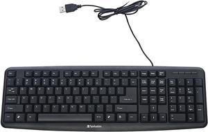 Verbatim Slimline Full Size Wired Keyboard USB Plug-and-Play - Compatible with PC, Laptop - Black