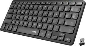 Arteck 2.4G Wireless Keyboard Ultra Slim and Compact Wireless Keyboard with Media Hotkeys for Computer/Desktop/PC/Laptop/Surface/Smart TV and Windows 10/8/ 7 Built-in Rechargeable Battery