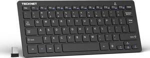 TECKNET Wireless Keyboard, 2.4G Portable Mini Computer Keyboard, Quiet Click, 12 Media Keys, Print Screen Key, Compact Ergonomic USB Keyboard for Laptop, Desktop, Smart TV, Notebook, Chromebook