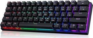 Portable 60% Mechanical Gaming Keyboard,60 Percent Wired Gamer Keyboard with Blue Switches,LED Customization Backlit,61 Keys Ultra-Compact Mini Office Keyboard for PC/Mac/Xbox,Easy to Carry On Trip