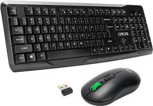 Wireless Keyboard and Mouse Combo, 2.4G Full Size Ergonomic Keyboard and Mouse, 3 DPI Adjustable, USB Receiver, Silent Click, Compatible with PCs and Laptops (Black)