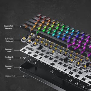 HK GAMING GK61 60 v3  Hotswap Mechanical Gaming Keyboard  61 Keys Multi Color RGB LED Backlit for PCMac Gamer  US Layout Lavender Gateron Optical Blue