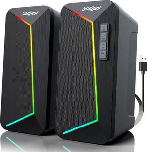 SOULION R40 Computer Speakers, USB Surround PC Speakers for Desktop, 6 RGB Modes Gaming Speakers, Bluetooth 5.3 or 2-in-1 USB Audio for Laptop Tablet Monitor