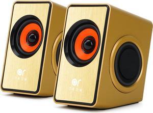 OROW Small Computer Speakers for Desktop Monitor,Laptop Speakers USB Powered,Desktop Speakers for PC with Volume Control (Gold