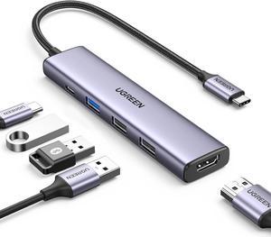 UGREEN Revodok USB C Hub, 5-in-1 USB C Adapter with 4K HDMI, 100W Power Delivery, 3 USB A Data Ports, Multiport USB Hub for MacBook Pro/Air, iPad Pro, iMac, Surface, XPS, Thinkpad, Galaxy, and More