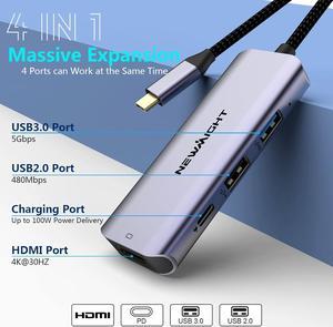 USB C Hub USB-C to HDMI Adapter- Newmight 4 in 1 USB C Adapter with with 100W Power Delivery HDMI 4K USB3.0 Fast Data Transfer for iPhone 15/ MacBook Air/iPad Pro and Other Type C Devices