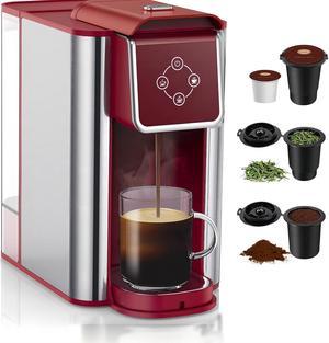 SiFENE Coffee Machine 3 in 1 Single Serve Coffee Maker Personal Coffee Brewer for KPod Capsule Loose Leaf Tea  Ground Coffee 50oz Removable Water Reservoir Red