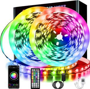 65.6ft LED Lights Room Decor, KIKO 20m Led Lights Strip for Bedroom Decoration Smart Color Changing Rope Lights SMD 5050 RGB Light Strips with Bluetooth Controller Sync to Music Apply for TV, Bedroom,