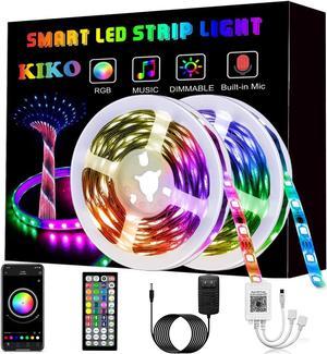 KIKO LED Strip Lights, Smart Color Changing Rope Lights 65.6ft 20m SMD 5050 RGB Light Strips with Bluetooth Controller Sync to Music Apply for TV, Bedroom, Party and Home Decoration